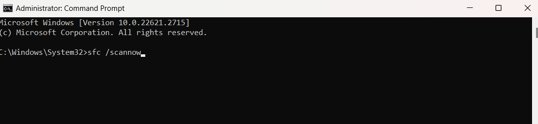 Type in sfc /scannow