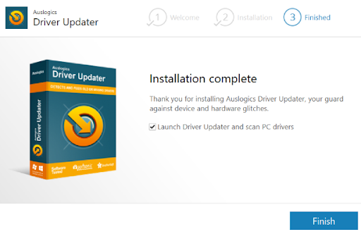Auslogics Driver Updater installation complete