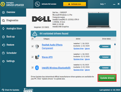 Auslogics Driver Updater installation complete