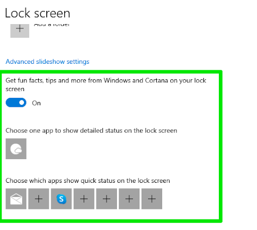 Choose which apps to show quick status on the lock screen