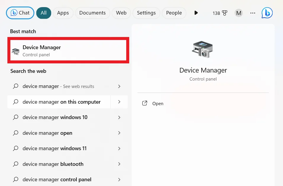 Right-click Start and select Device Manager