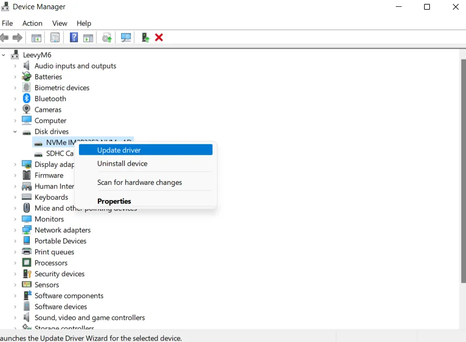 Right-click your NVIDIA graphics card and choose Update driver