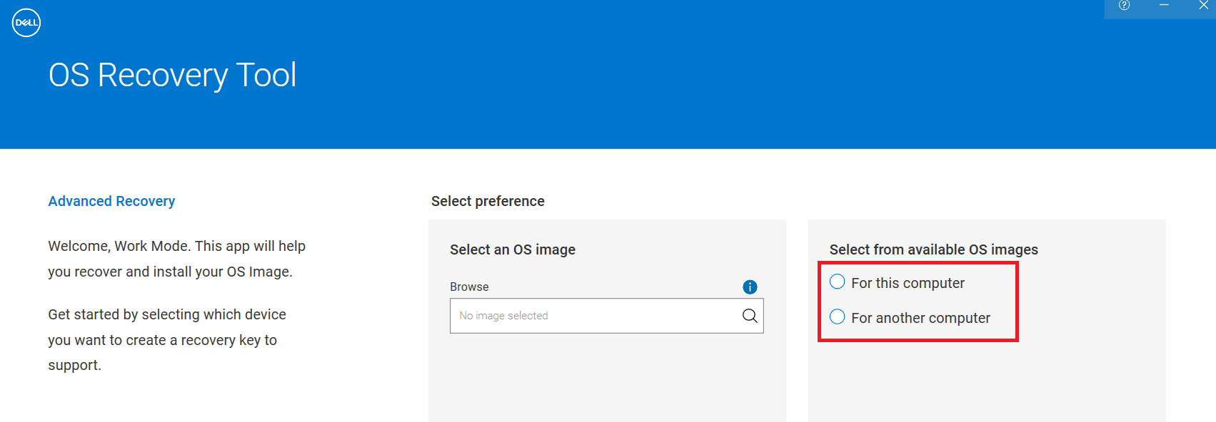 Select from available OS images