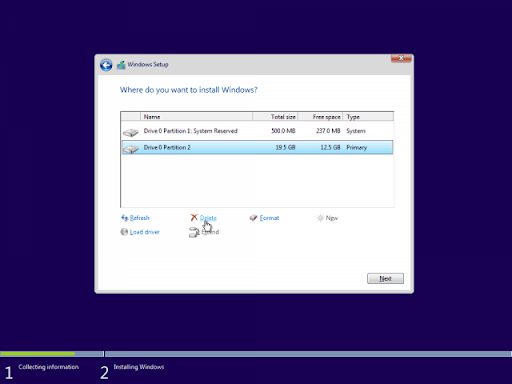 Choose: Where do you want to install Windows?
