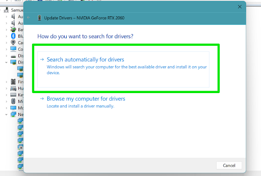 Select Search automatically for drivers