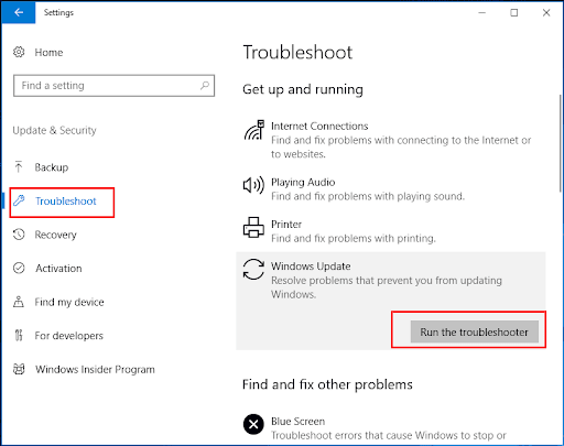 Troubleshoot Run the troubleshooter