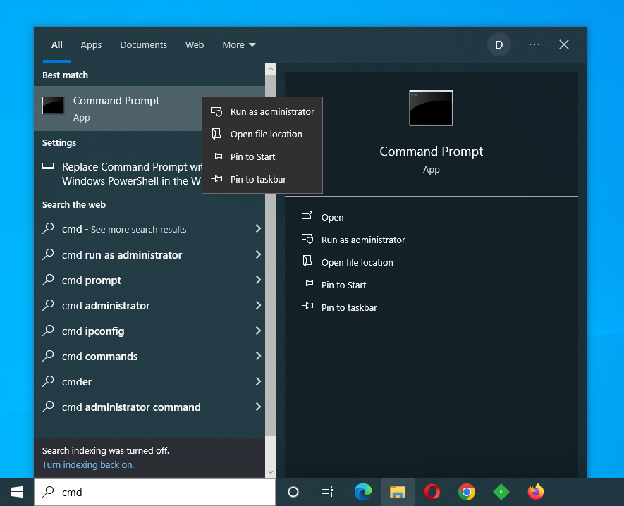 Run Command Prompt as administrator