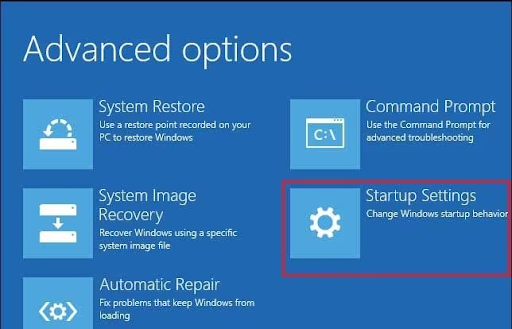 Advanced Options Startup Settings