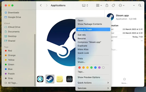 Right-click on <i>Trash </i>and choose <i>Empty Trash</i> to make sure the application is deleted entirely