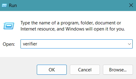 Type verifier in the dialogue box and click <i>OK</i>