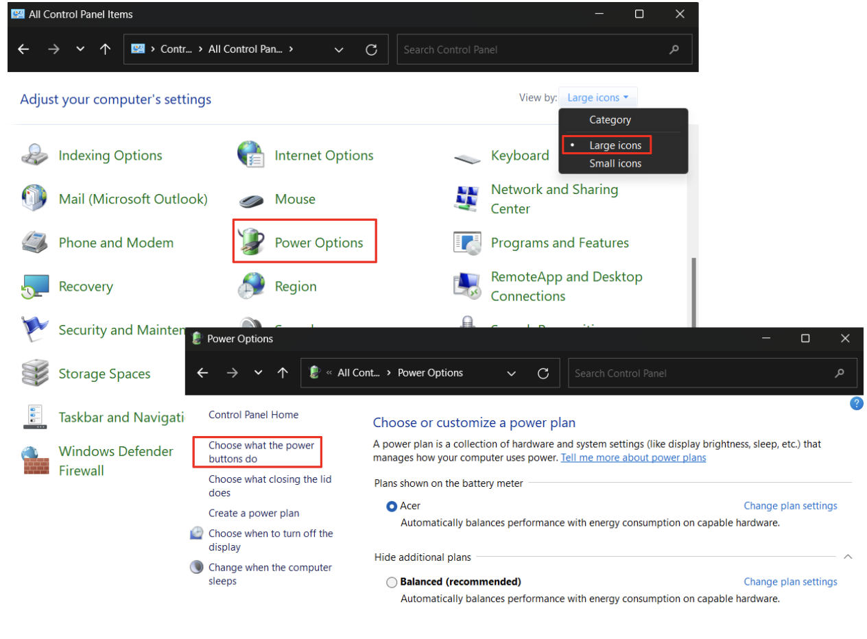  click on “Choose what the power buttons do
