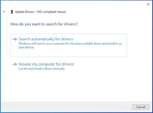 Search automatically for drivers HID