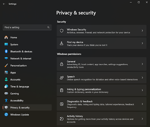 Windows Privacy and Security