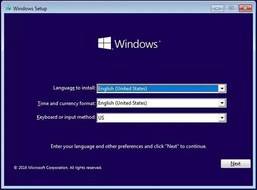 Boot into Windows Setup