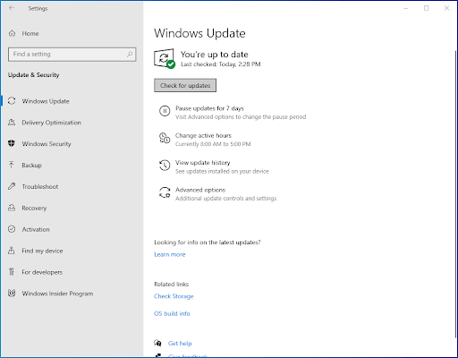 Windows update check for updates