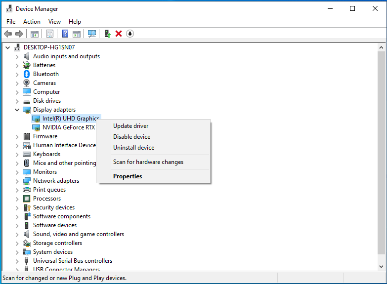Right-click on your graphics device and click on <em>Update driver</em>