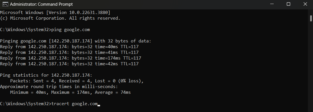 Type “<i>netstat -b”</i> and press Enter