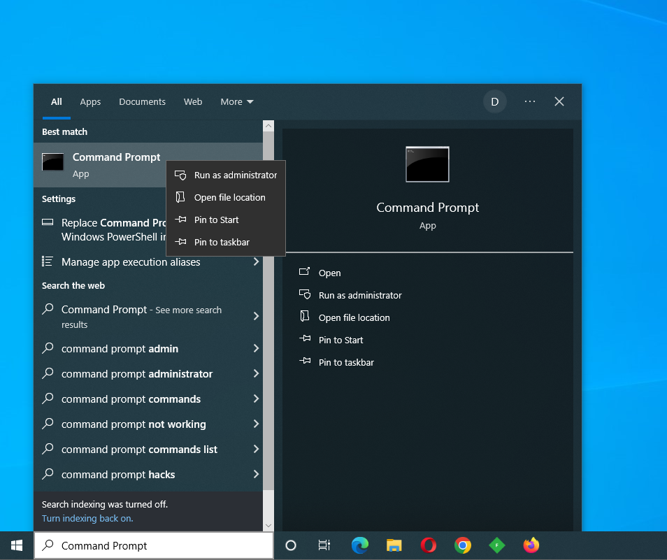 Run Command Prompt as administrator