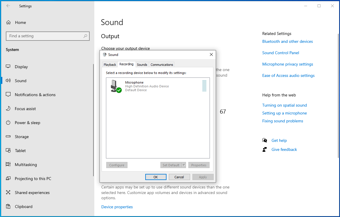 Open the <em>Recording</em> tab