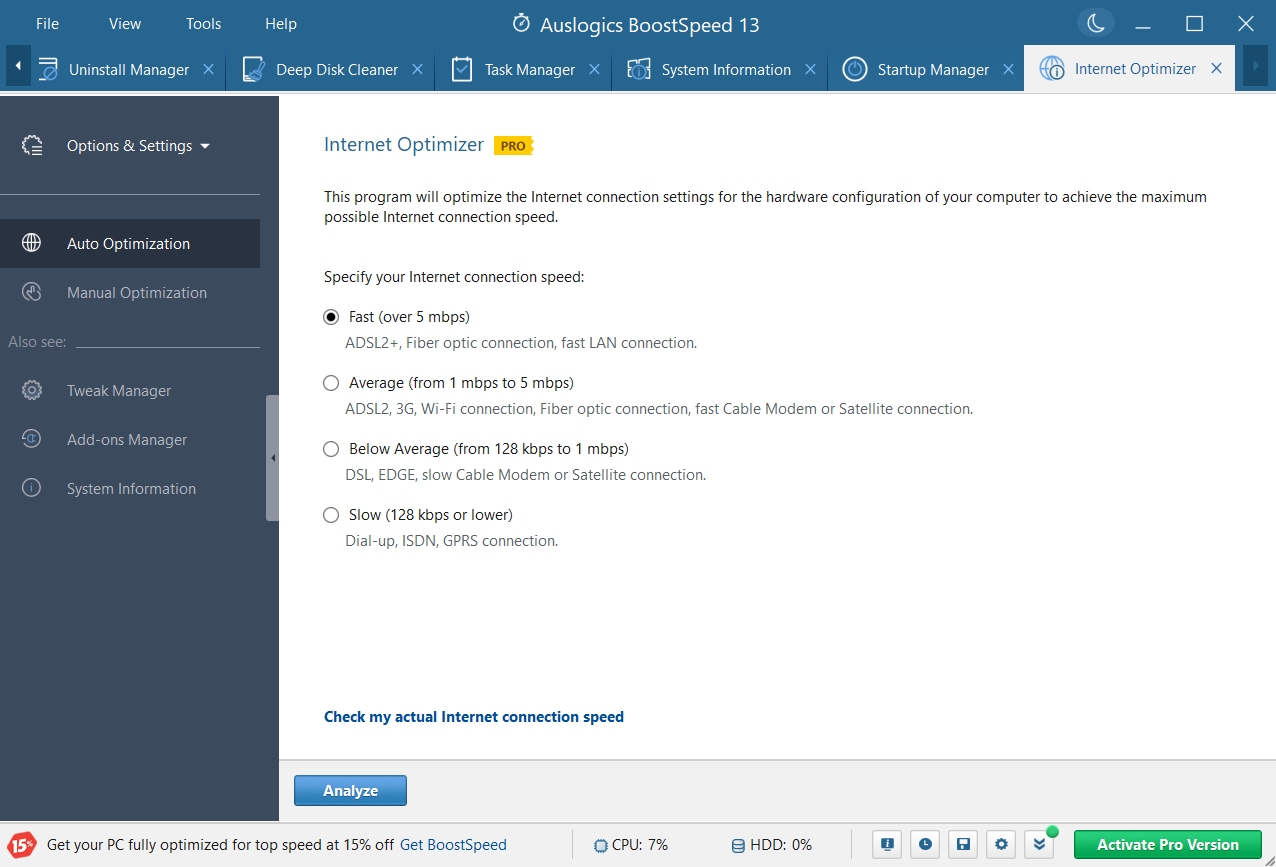 Speed up your internet connection with Auslogics BoostSpeed 13
