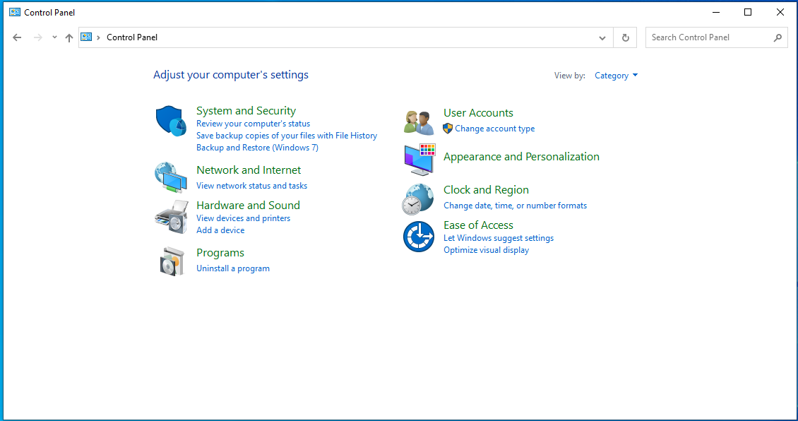 Navigate to System and Security > Windows Defender Firewall