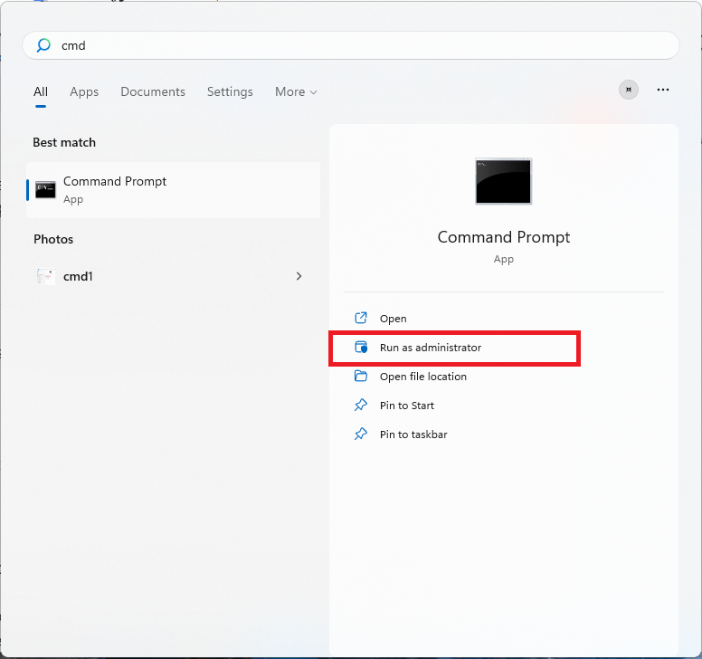 Click on Run as administrator