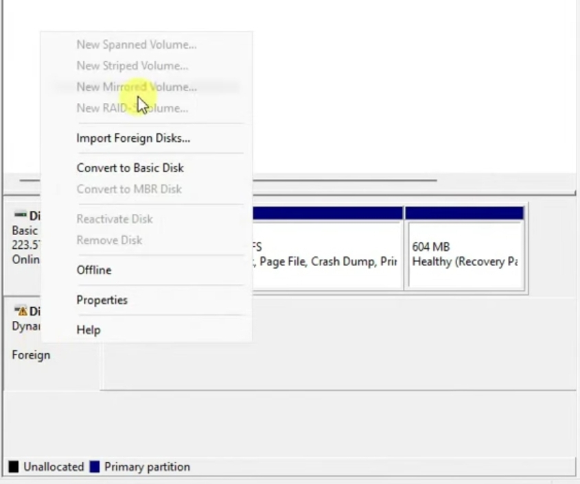 Right-click on the disk and click on Import Foreign Disks