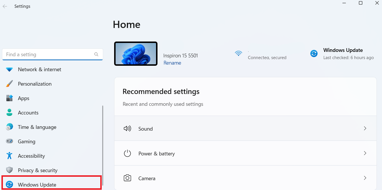 Select Windows Update