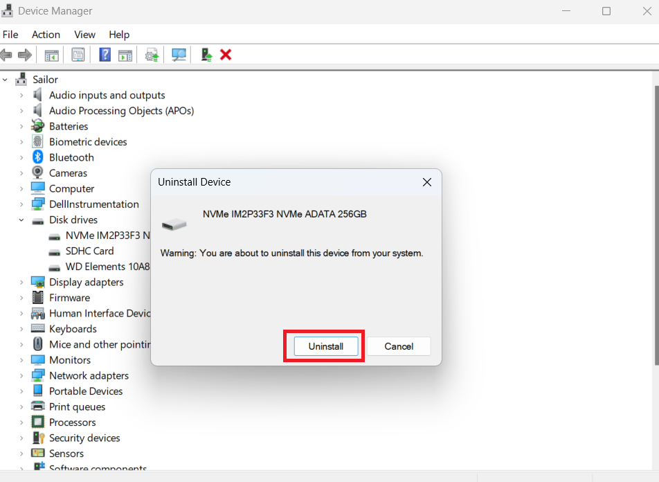 Select Uninstall and restart your PC