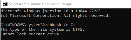 Command Prompt cannot lock current drive