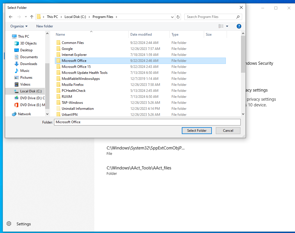 Navigate to Program Files>Microsoft Office