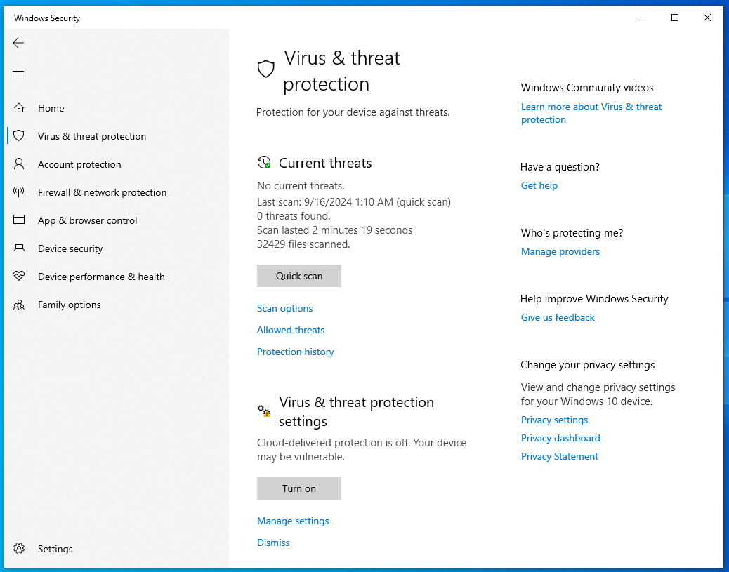 Click on Virus & threat protection