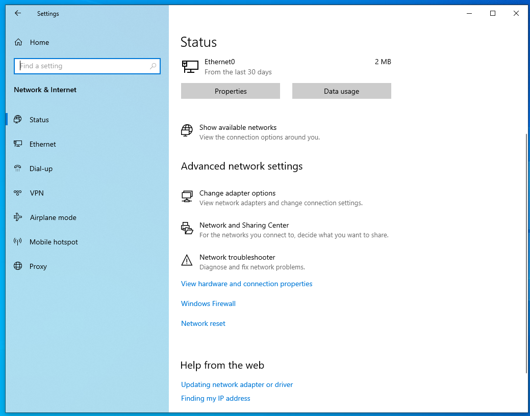 Select Advanced Network Settings