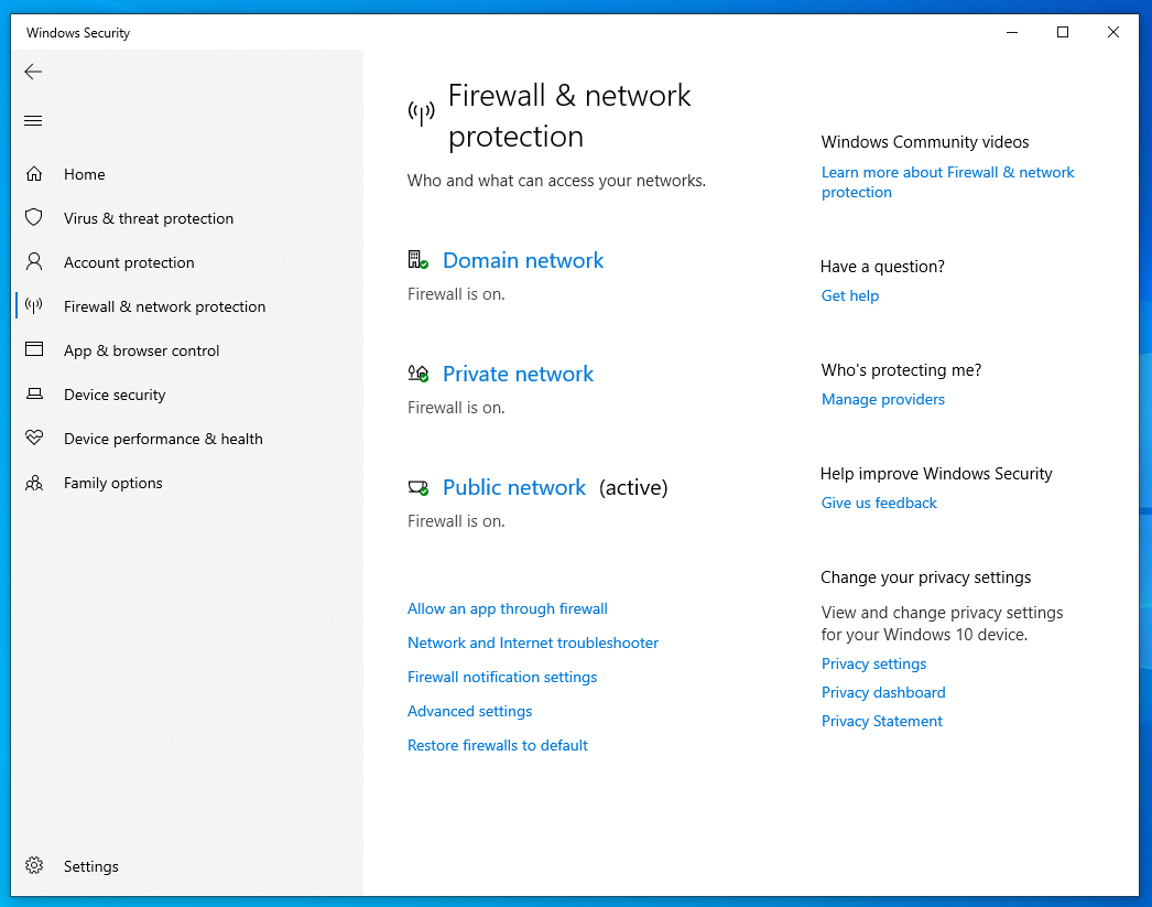 Click on Firewall & network protection