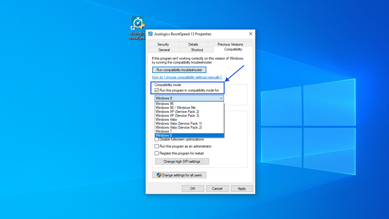 Run the problematic program in compatibility mode