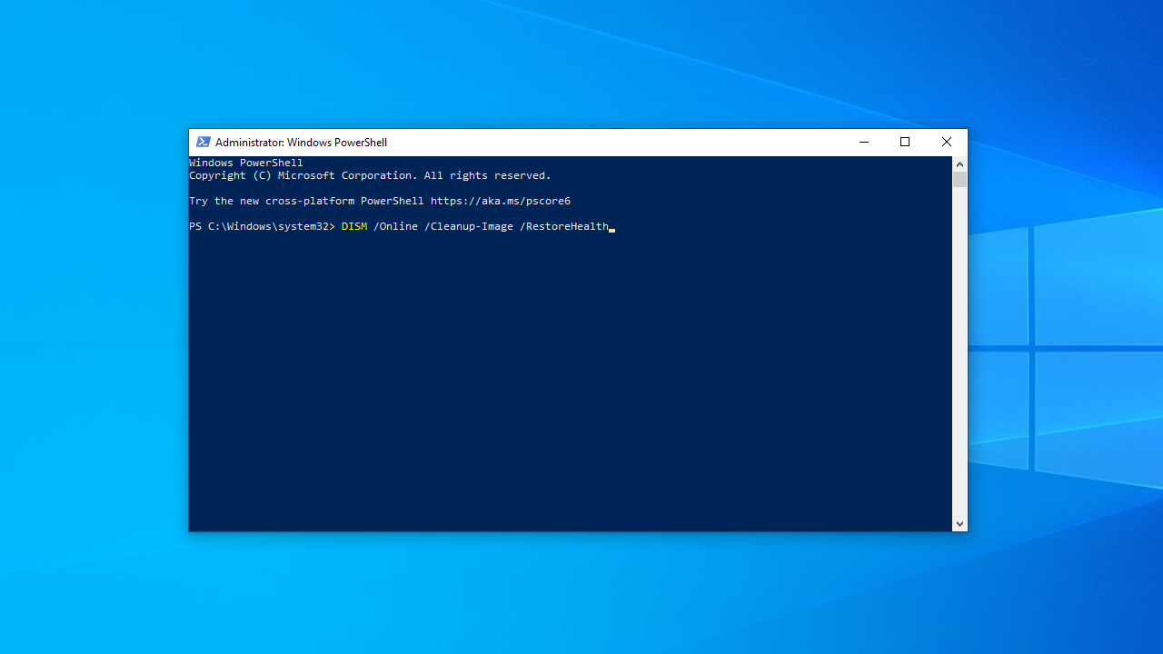 Type in DISM /Online /Cleanup-Image /RestoreHealth