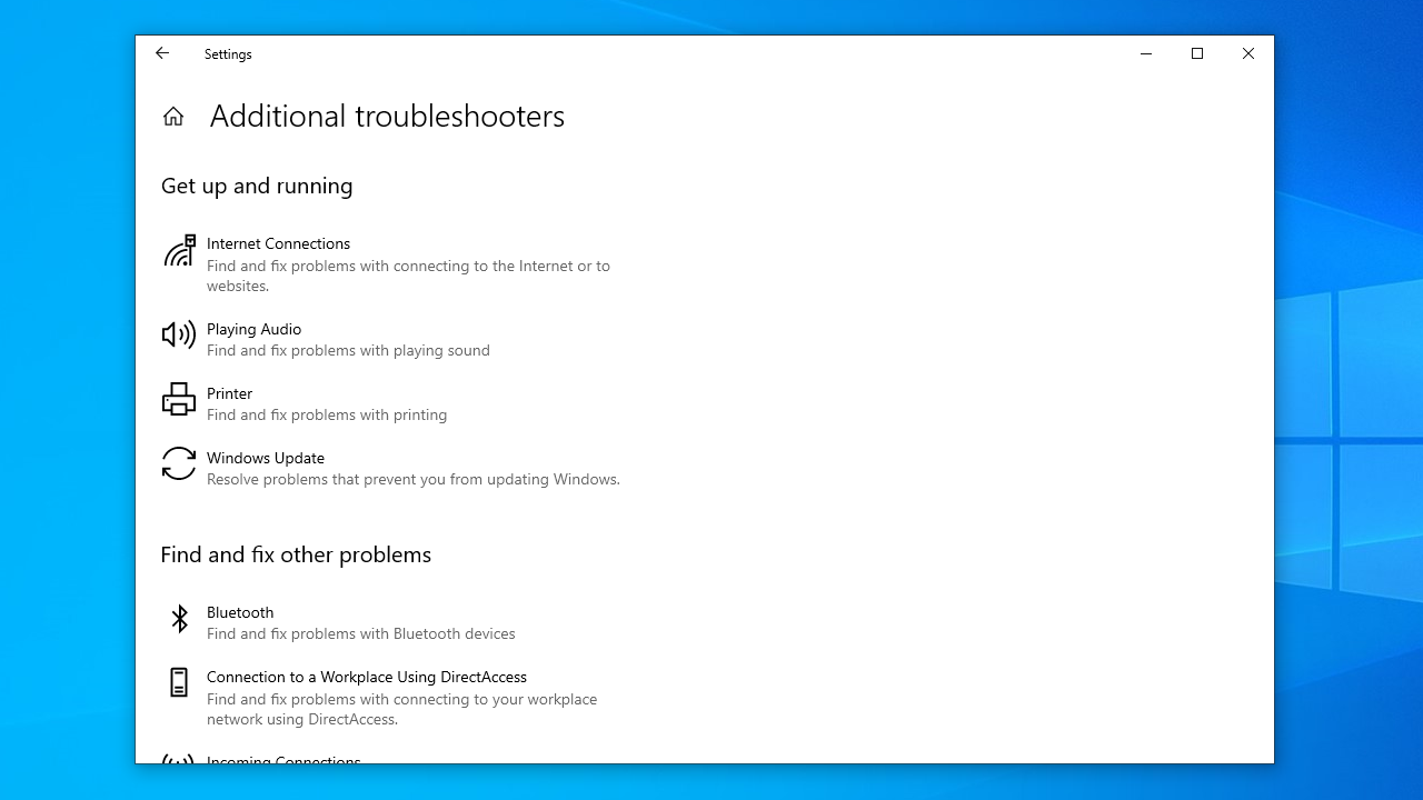 Choose the piece of hardware you want to troubleshoot