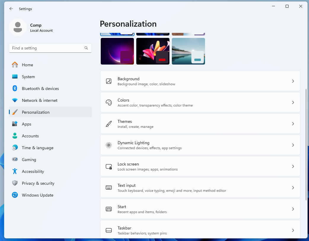 Navigate to Personalization>Themes