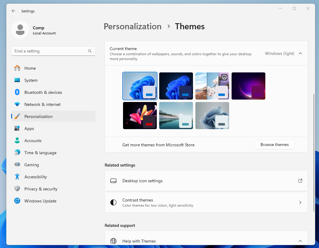 Navigate to Desktop icon settings>Related settings