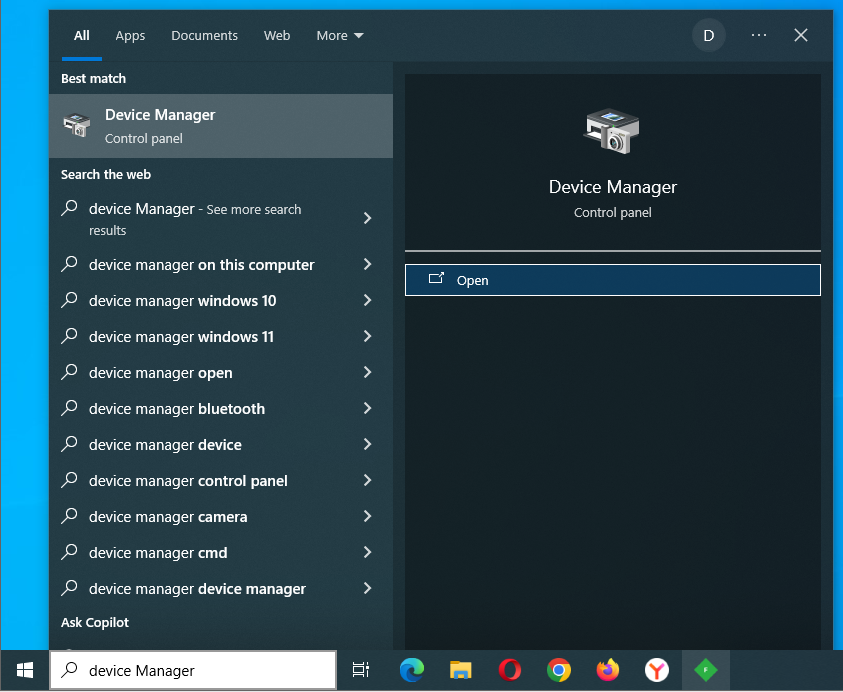Type in Device Manager