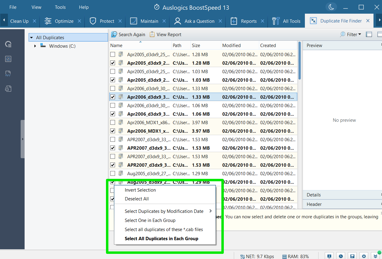 Auslogics BoostSpeed 13 Duplicate File Finder