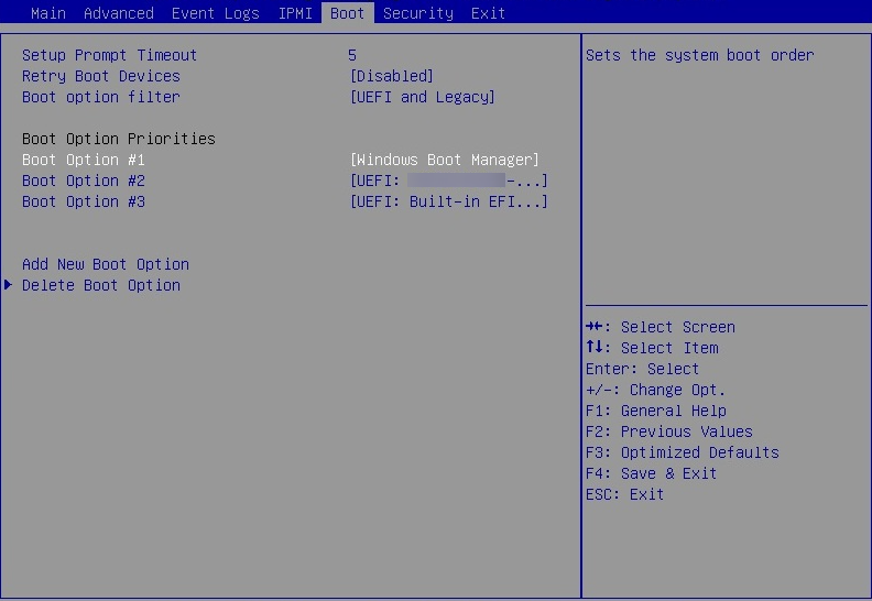 Navigate to the Boot tab