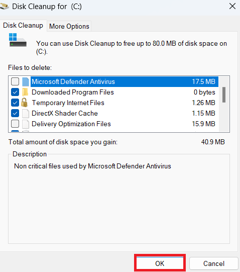 Click on Clean up system files
