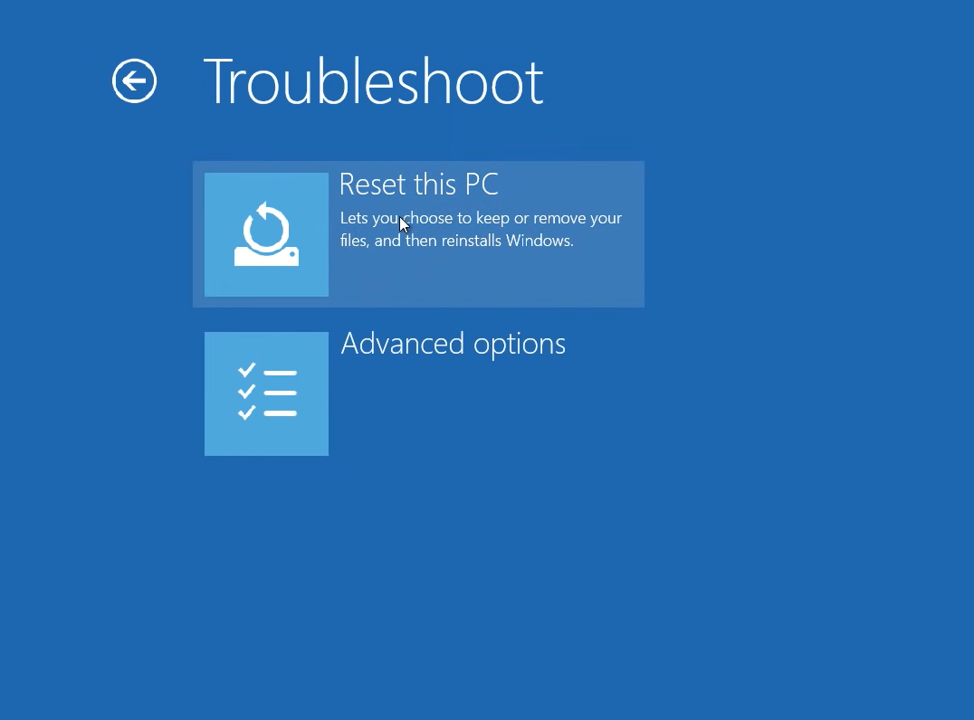 Select Reset this PC