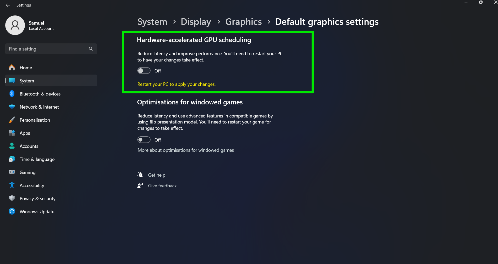 Turn off hardware acceleration