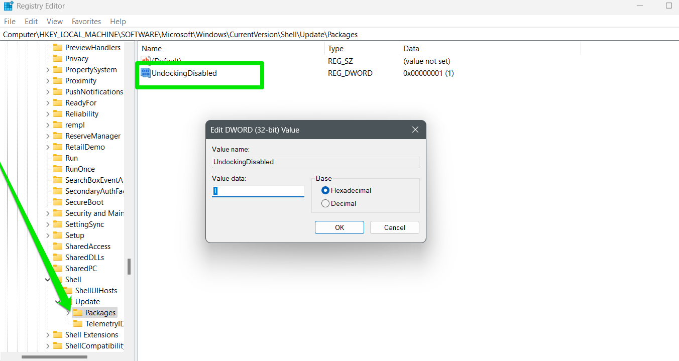 Unblocking DWORD Disabled Regedit classic taskbar