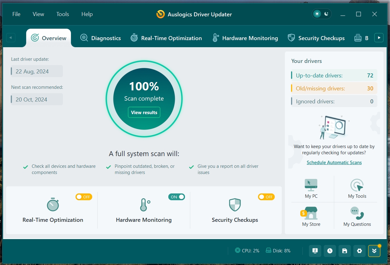 Update your drivers with Auslogics Driver Updater
