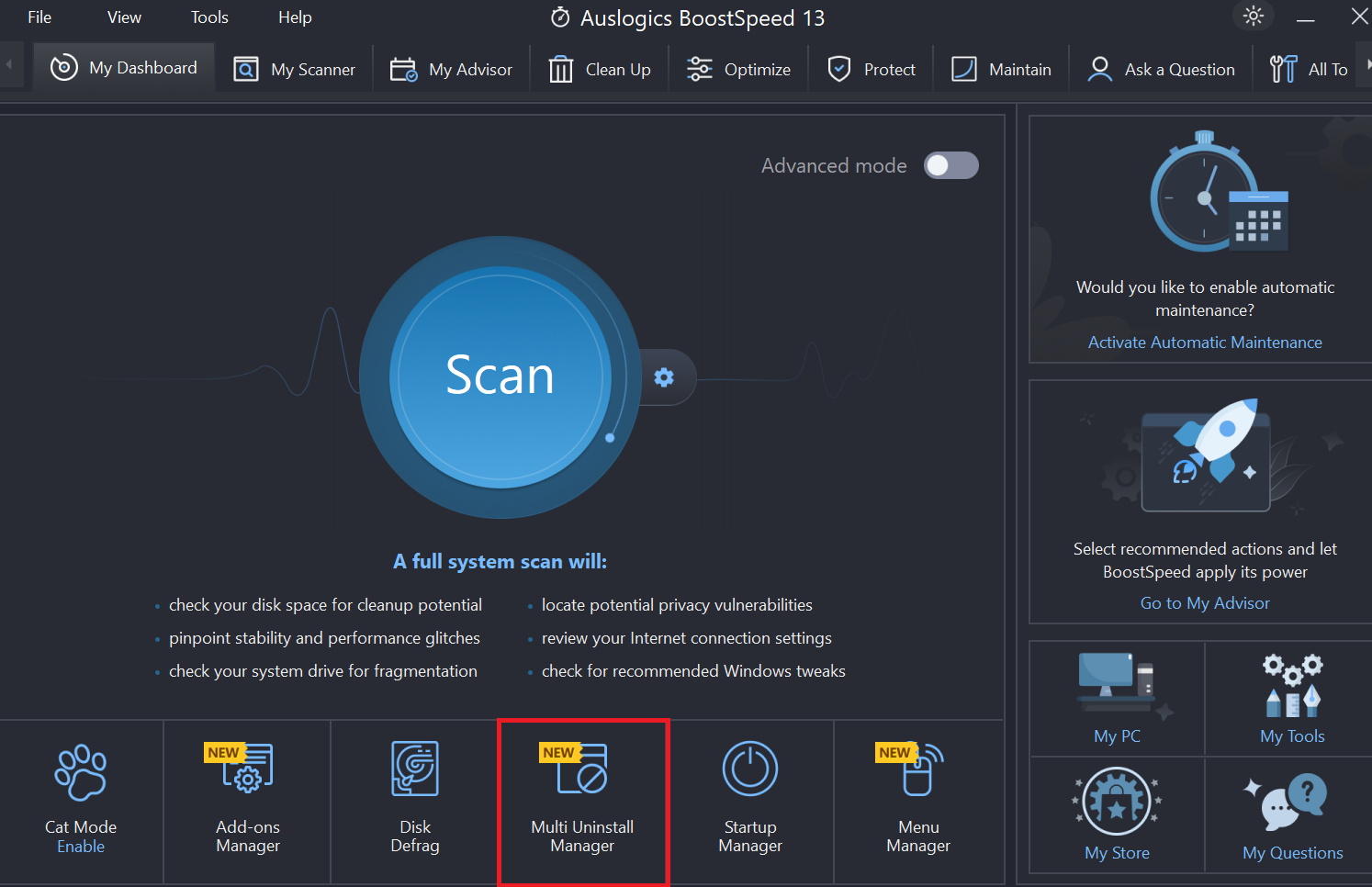 Auslogics BoostSpeed Multi Uninstaller