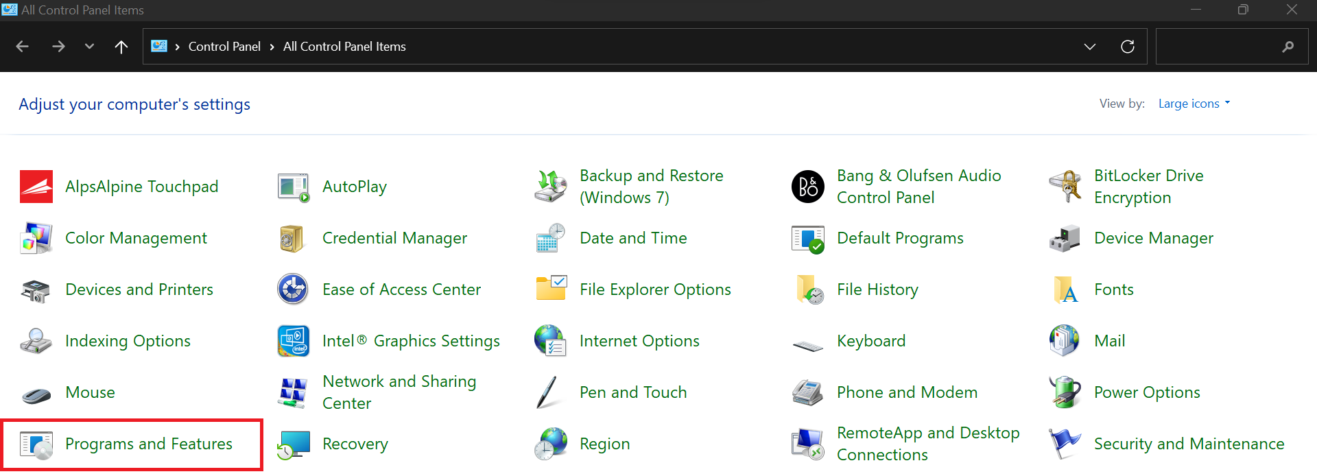 Programs and Features