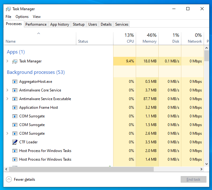 Double-click Task Manager